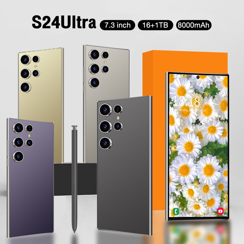 Hot Selling original new S24 Ultra smartphone Android 13 200MP rear camera 16+1TB running memory dual SIM card 4G smart phone